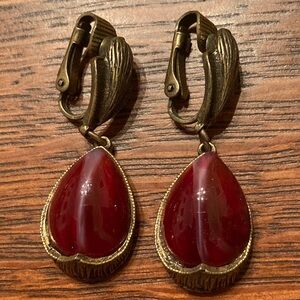 Vintage Red Teardrop Earrings clip on vintage 1950’s